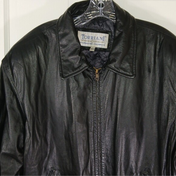 ​Torriani Ispiraizone Italiana Men's Black Leather Jacket L Bomber Style Mod - Picture 3 of 16